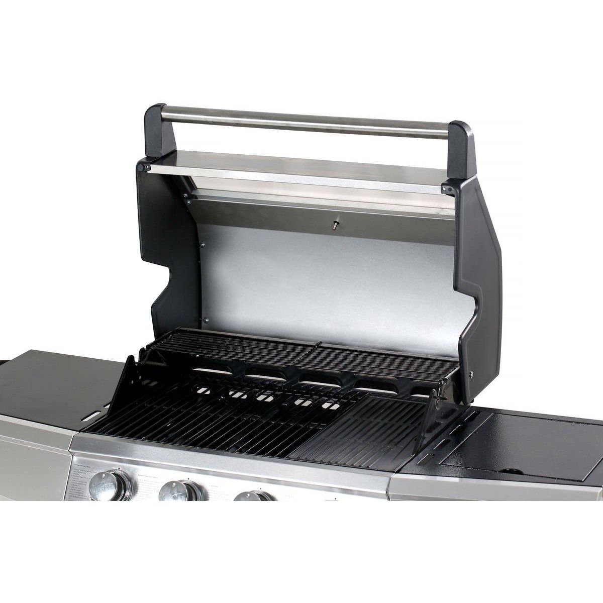 Habitat et Jardin Barbecue gaz avec couvercle en verre  Bingo 5  - 4 brûleurs + 1 latéral + Housse protection - 15.2 kW - Noir