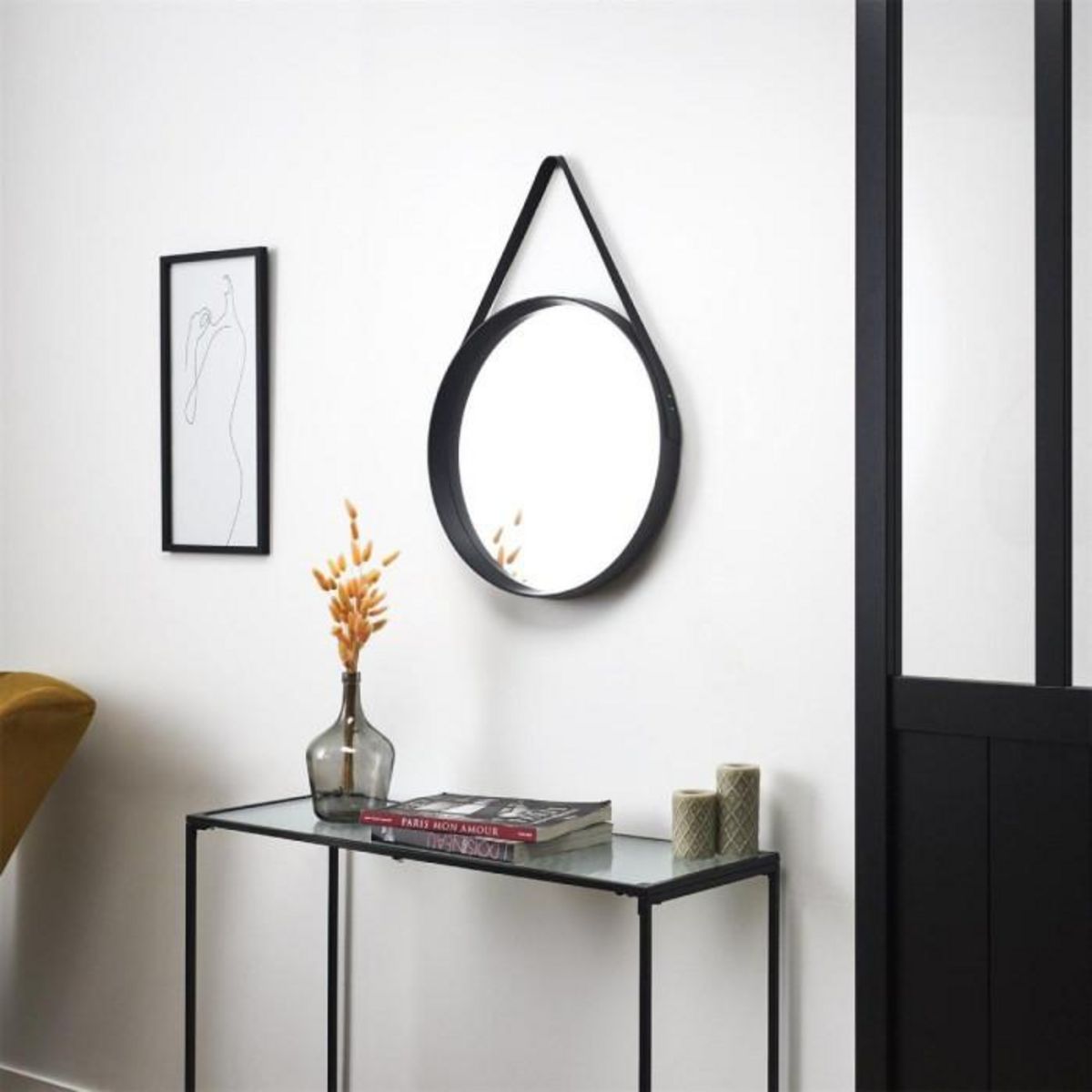 Paris Prix Miroir Rond  Barbier  51cm Noir