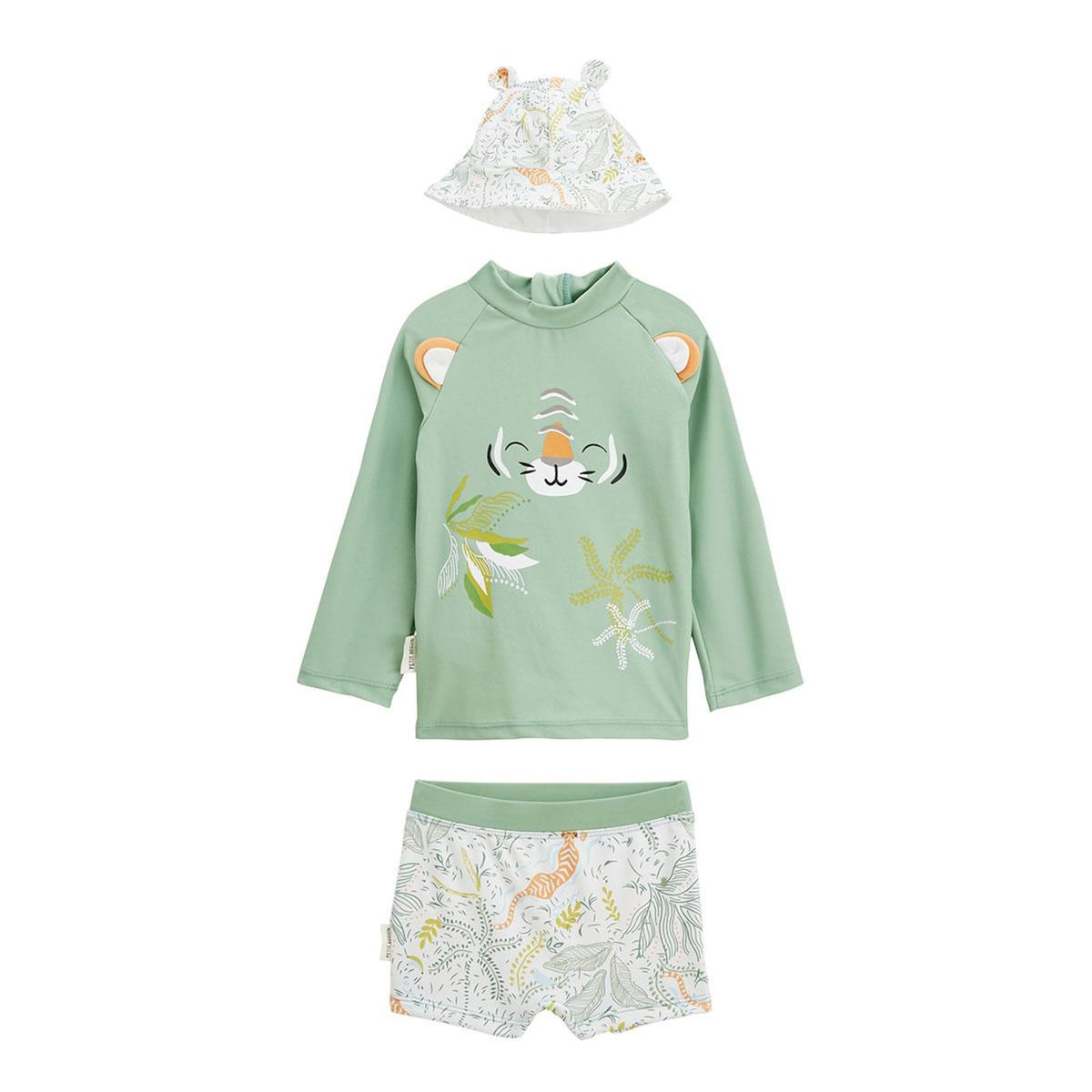 Petit Béguin Maillot de bain bébé 2 pièces t-shirt de protection UV & boxer avec chapeau Kanha