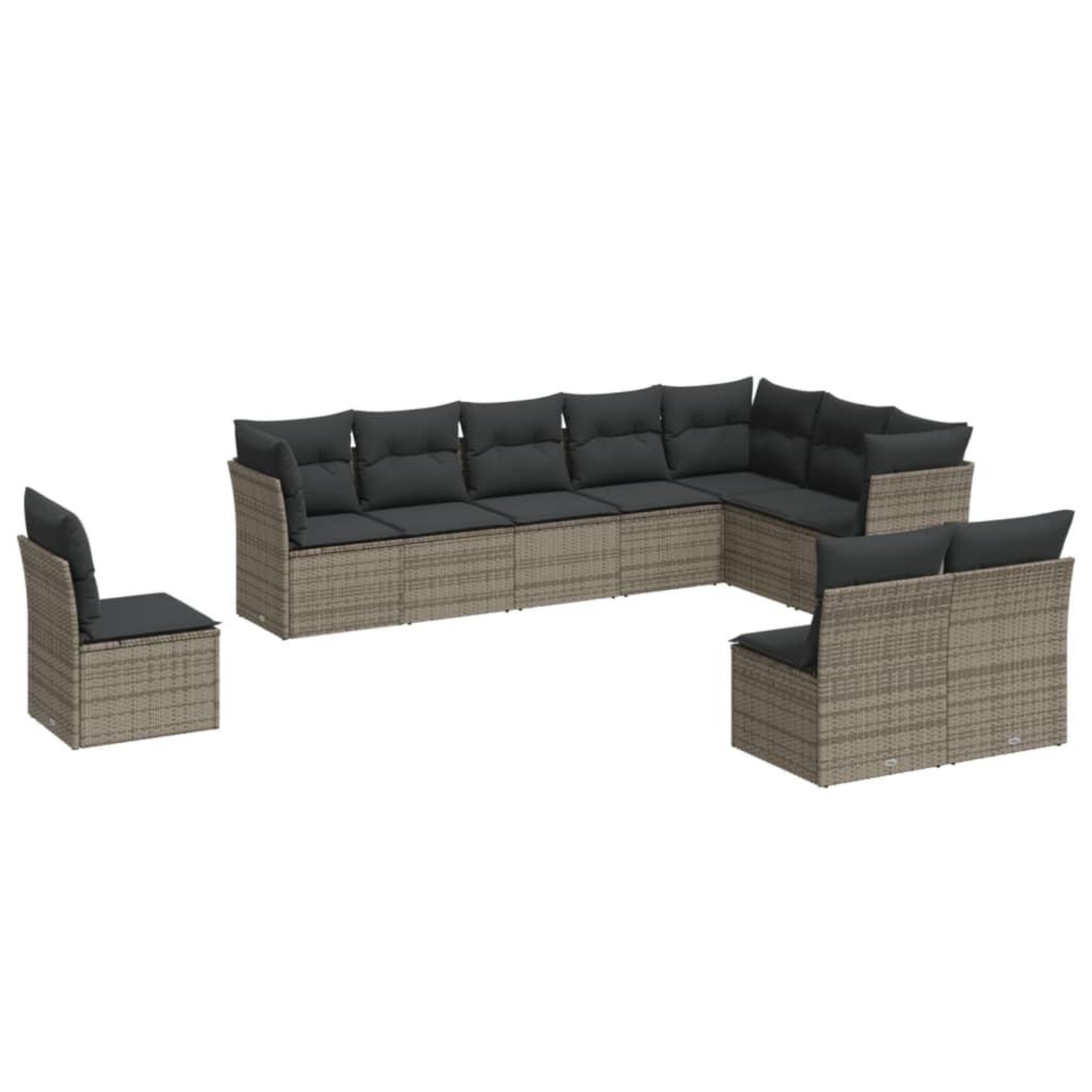 Voir la diapositive 2 : VIDAXL Salon de jardin avec coussins 10 pcs gris resine tressee