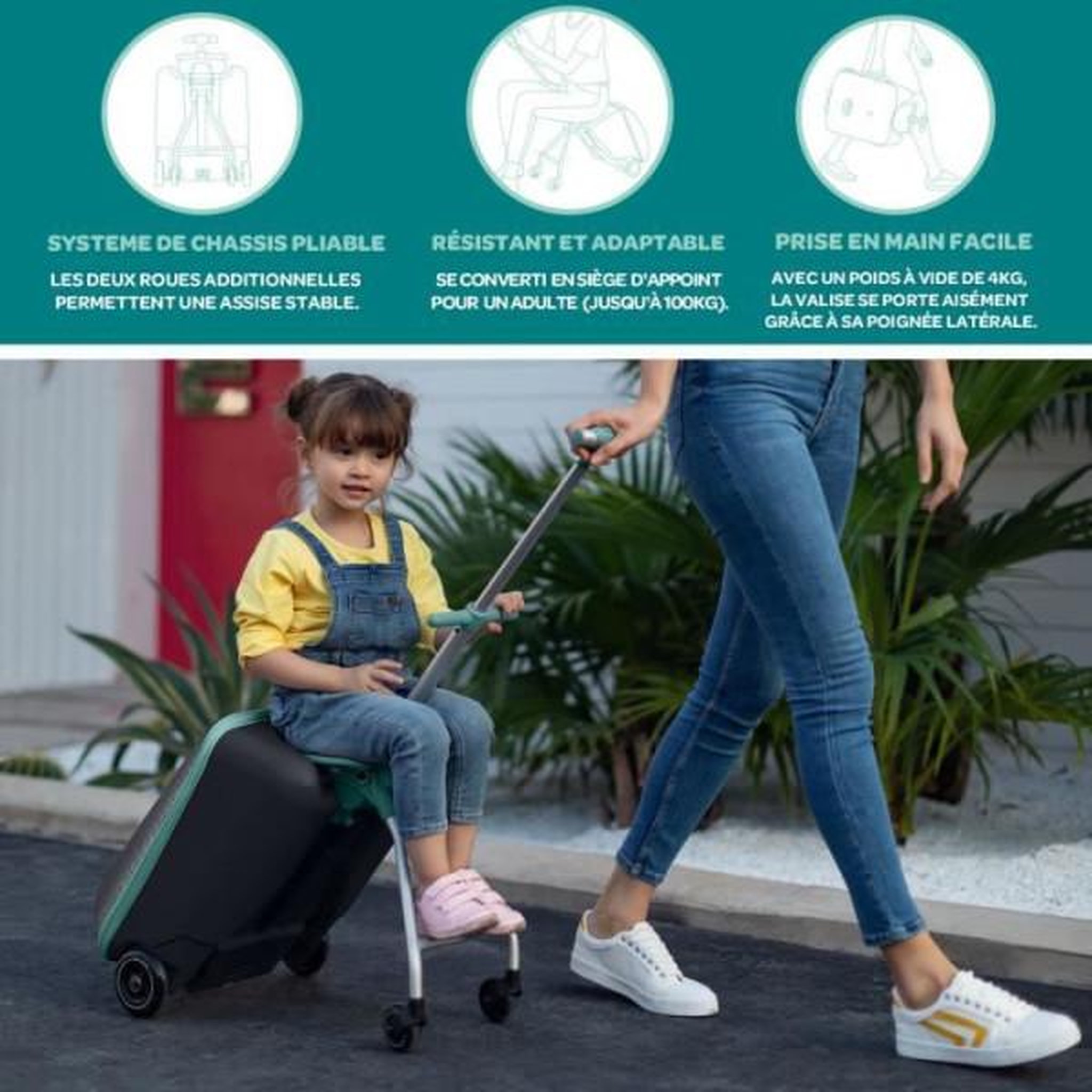 Voir la diapositive 3 : MARKET24 Béaba luggage eazy, valise cabine avec l'assise de voyage
