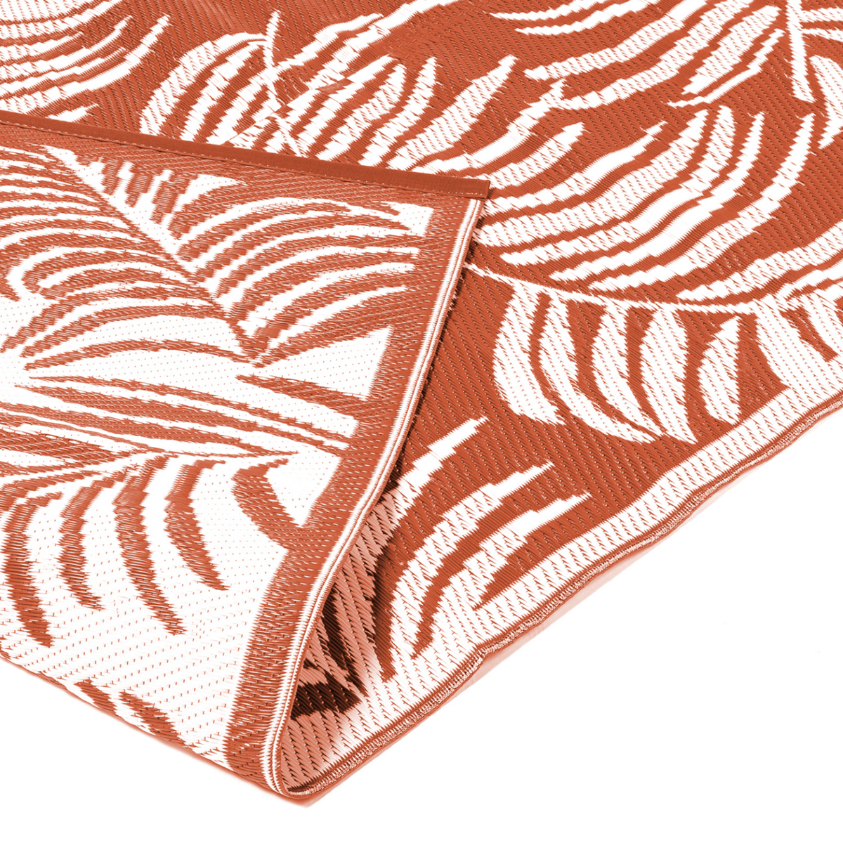 ID MARKET Tapis extérieur COCO tropical terracotta et blanc 270 x 470 CM