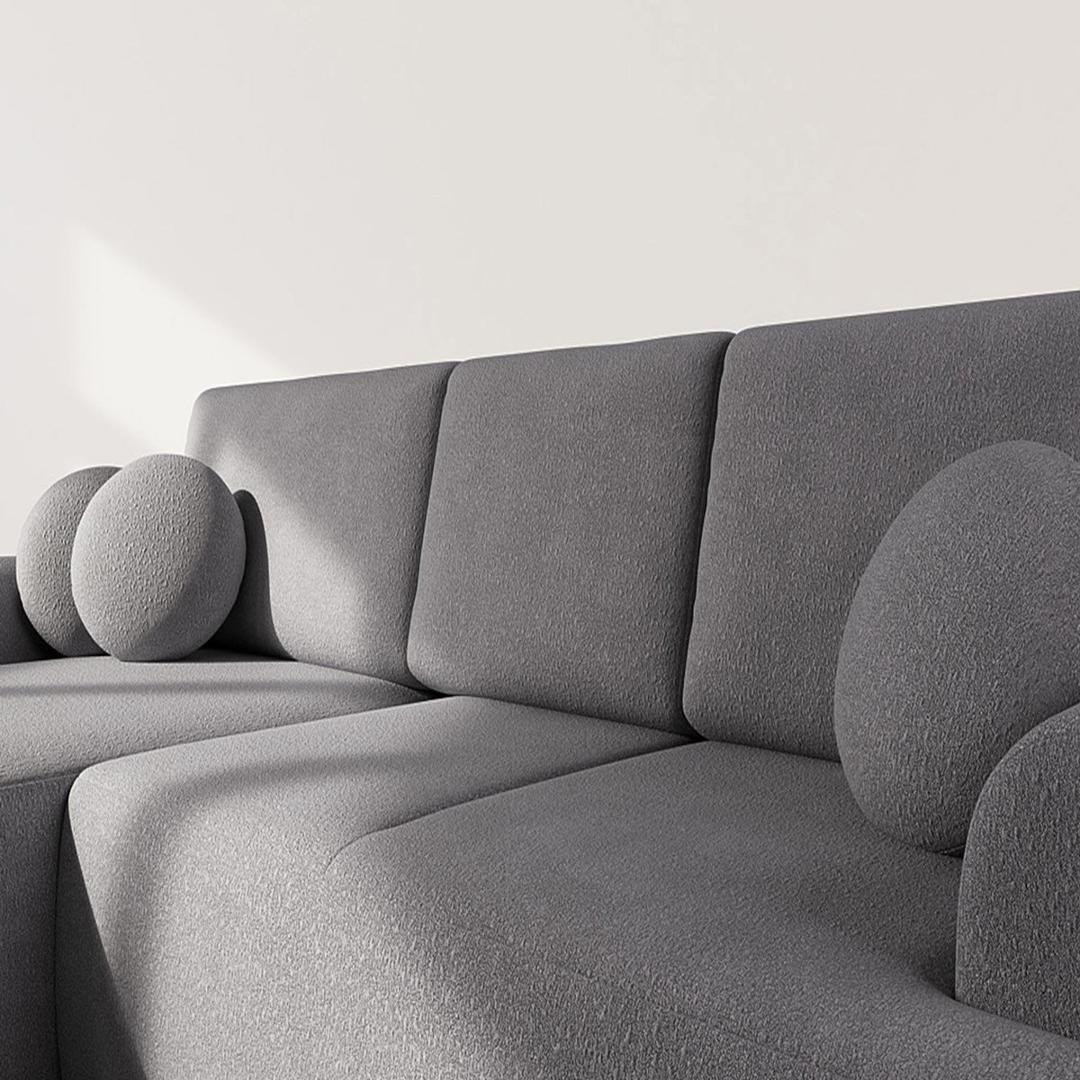 BEST MOBILIER Candela - canapé d'angle gauche 4 places - convertible avec coffre - en tissu bouclette