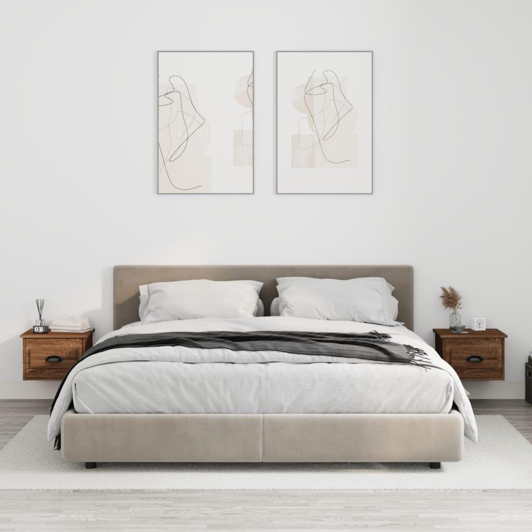 VIDAXL Tables de chevet murales 2 pcs Chene marron 41,5x36x28 cm