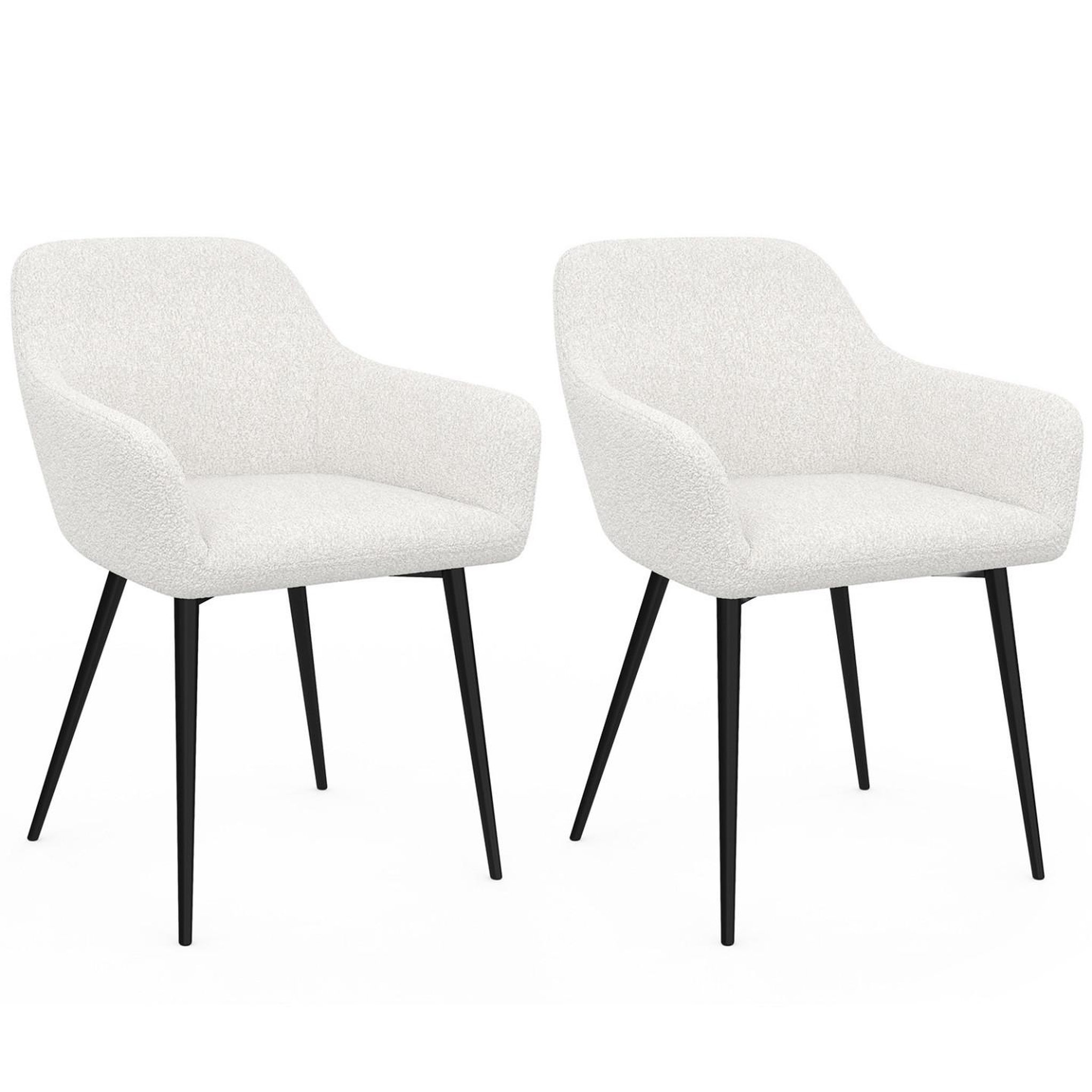 ID MARKET Lot de 2 chaises de salle à manger, fauteuils de table shelia en tissu bouclette