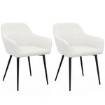 ID MARKET Lot de 2 chaises de salle à manger, fauteuils de table SHELIA en tissu bouclette
