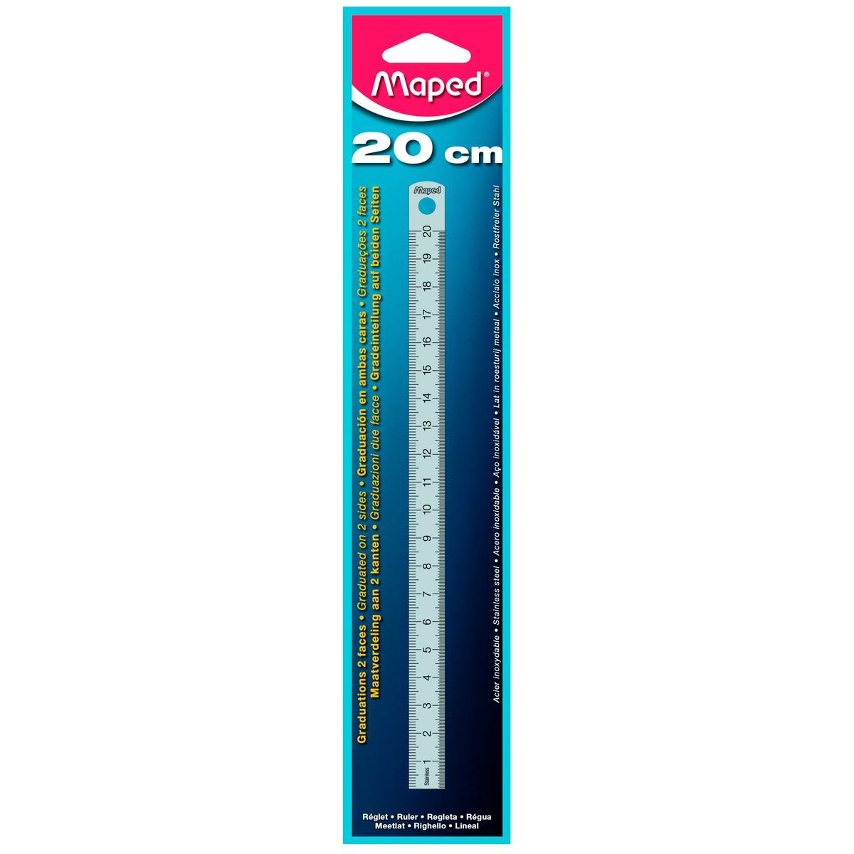 MAPED Règlet en acier inoxidable 20cm