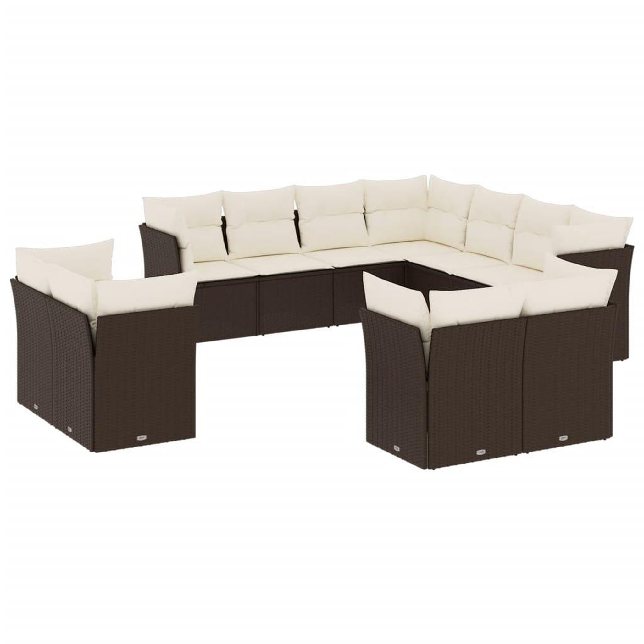Voir la diapositive 2 : VIDAXL Salon de jardin et coussins 11 pcs marron resine tressee