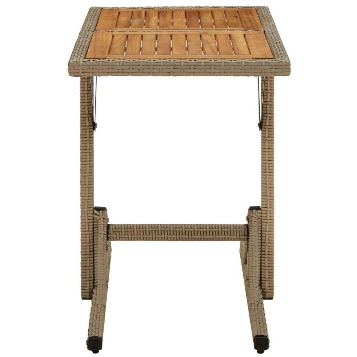 VIDAXL Table de jardin Beige Bois massif d'acacia et poly rotin