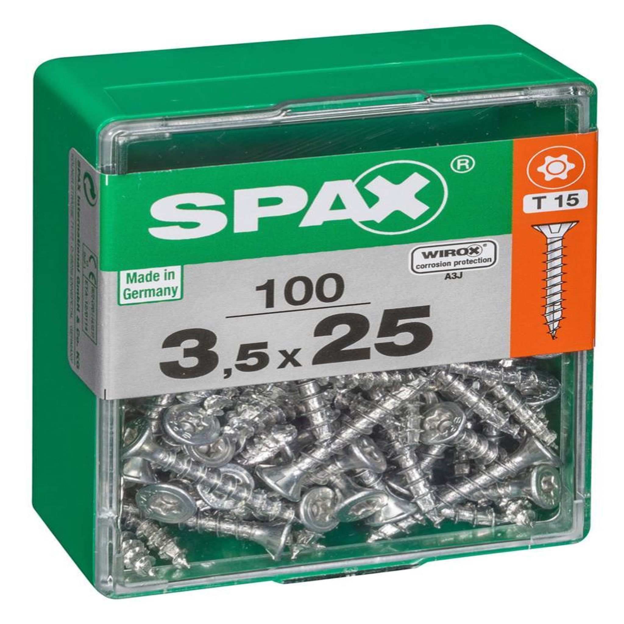 CENTRALE BRICO Lot de 100 vis acier tête autofraisée plate SPAX, Diam.3.5 mm x L.25 mm
