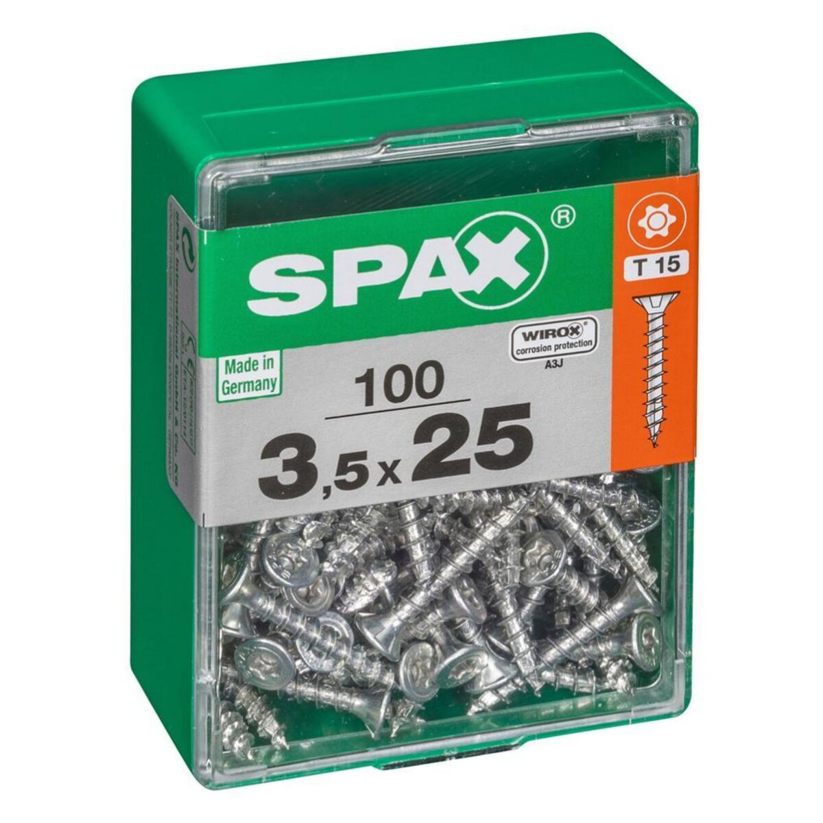 CENTRALE BRICO Lot de 100 vis acier tête autofraisée plate SPAX, Diam.3.5 mm x L.25 mm