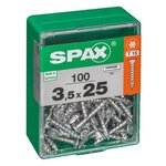 CENTRALE BRICO Lot de 100 vis acier tête autofraisée plate SPAX, Diam.3.5 mm x L.25 mm