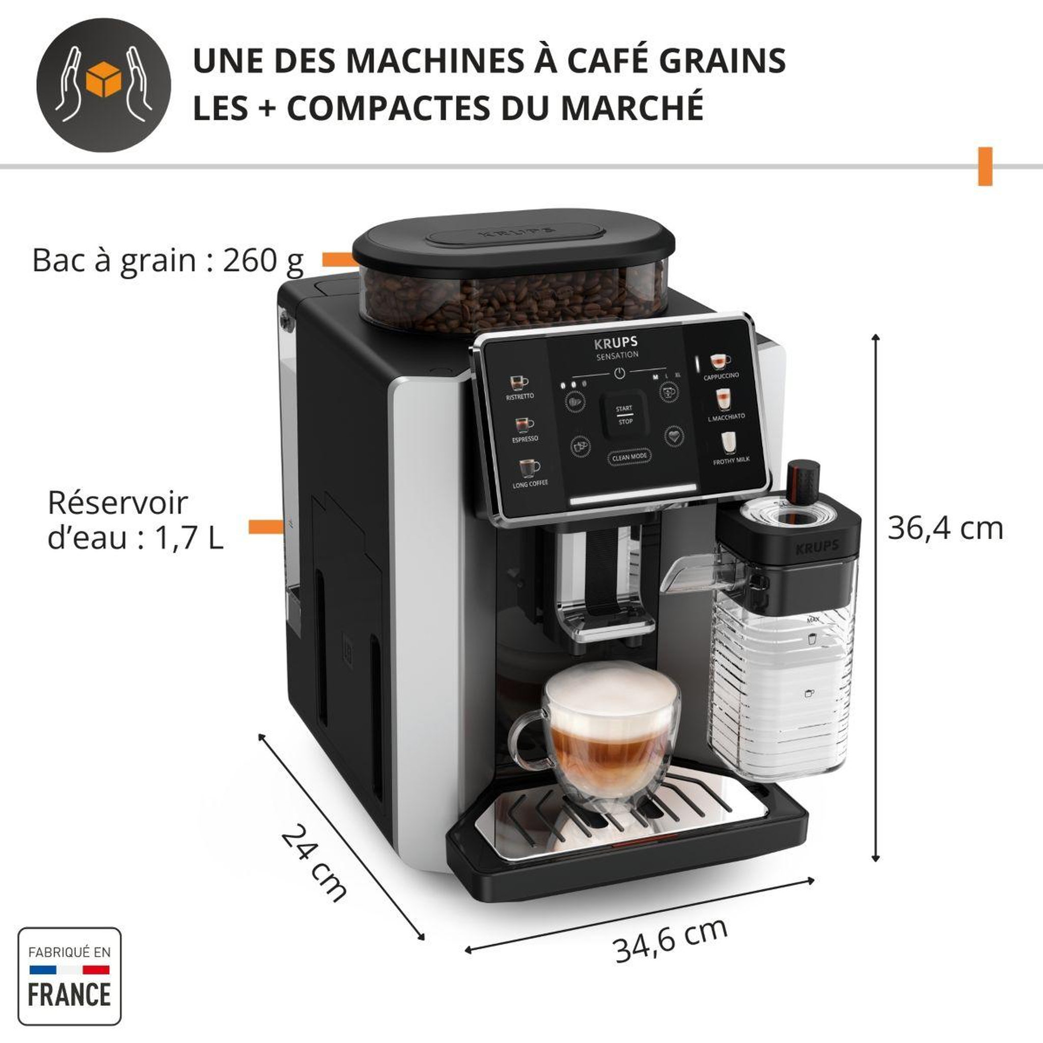Voir la diapositive 3 : KRUPS Expresso broyeur sensation lait ea912hf1