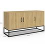 Voir la diapositive 5 : ID MARKET Buffet bas 113 cm DETROIT 3 portes bois et noir design industriel