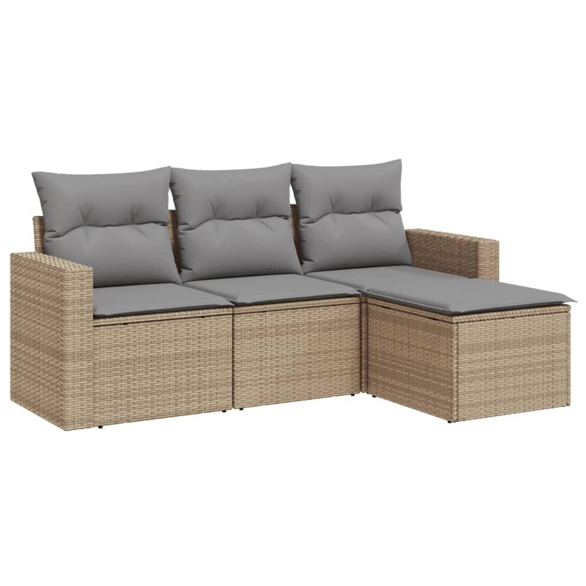 Voir la diapositive 2 : VIDAXL Salon de jardin avec coussins 4 pcs beige resine tressee
