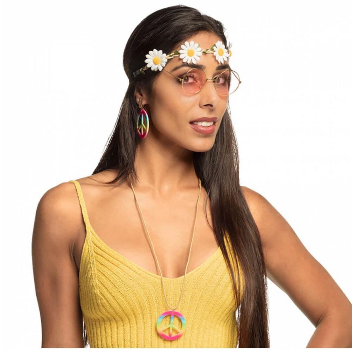 Boland Set accessoires hippie (bandeau, lunettes, boucles d'oreilles et collier)