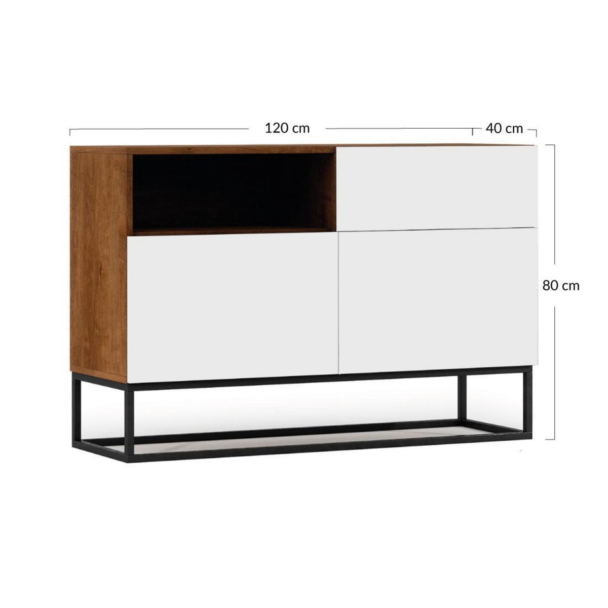 BEST MOBILIER Roman - buffet bas - 2 portes - 120 cm