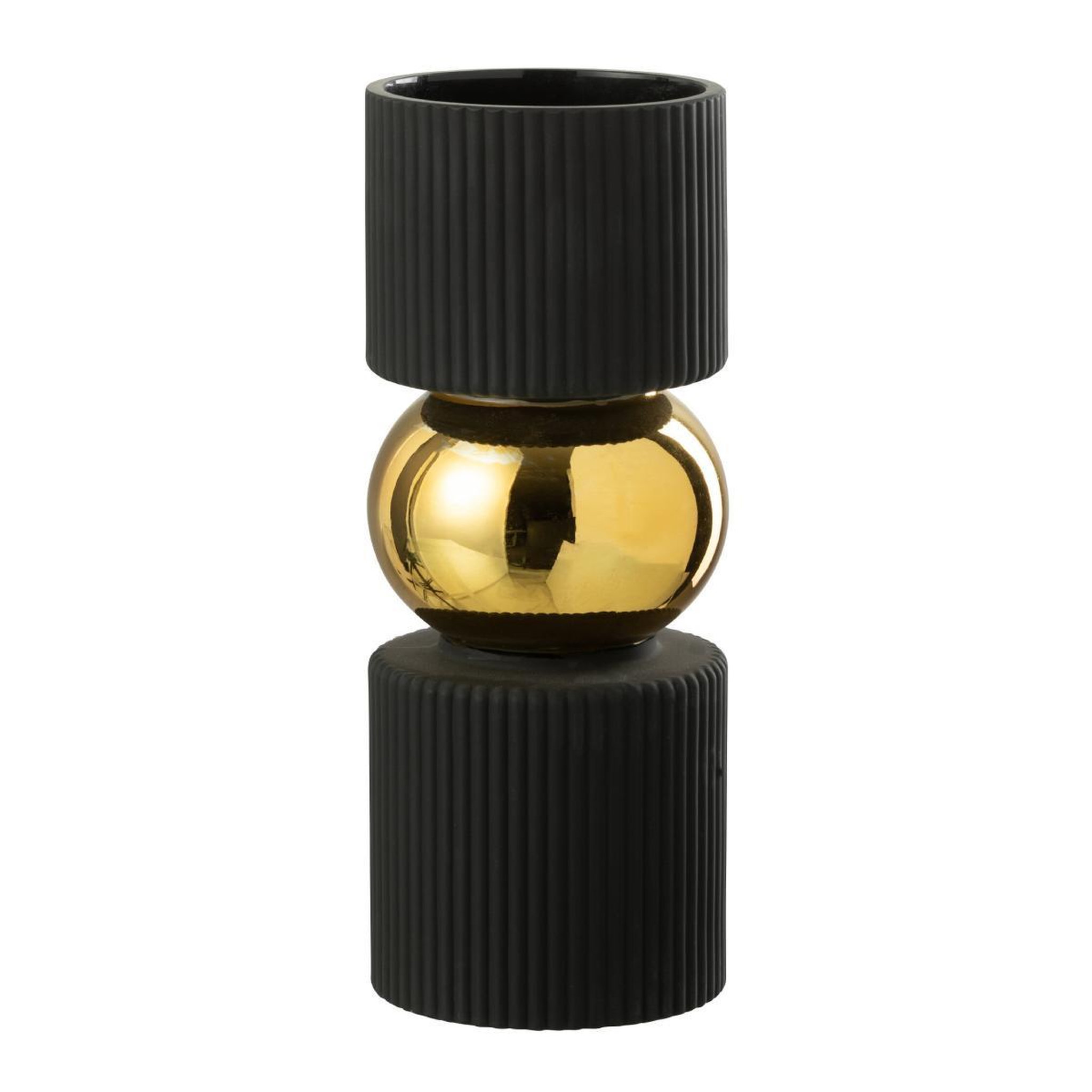Voir la diapositive 1 : J-LINE Vase design en verre  bonbon  25cm noir