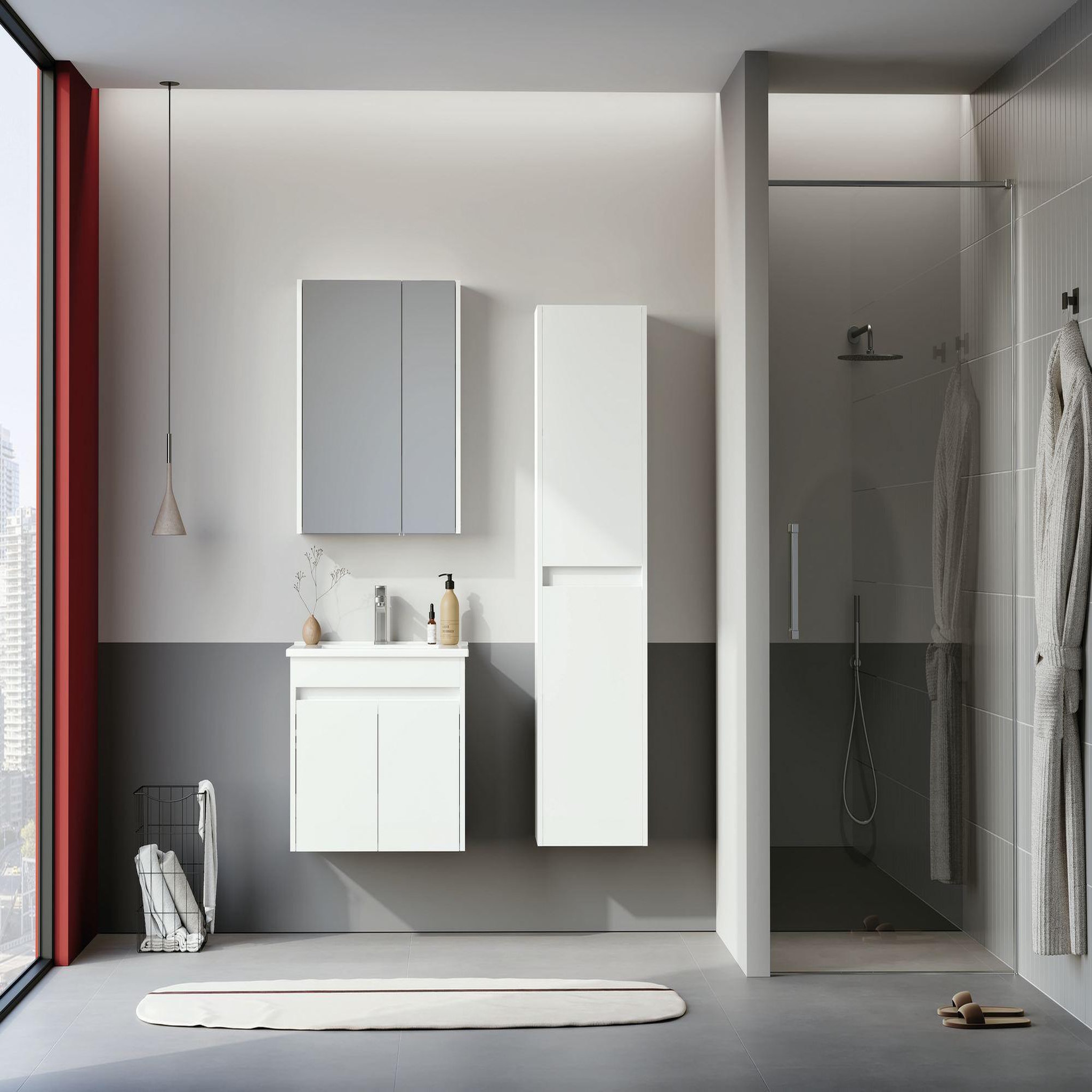 Voir la diapositive 3 : Habitat et Jardin Armoire de Salle de Bain  Arno 40  - 40 x 27 x 138 cm - White