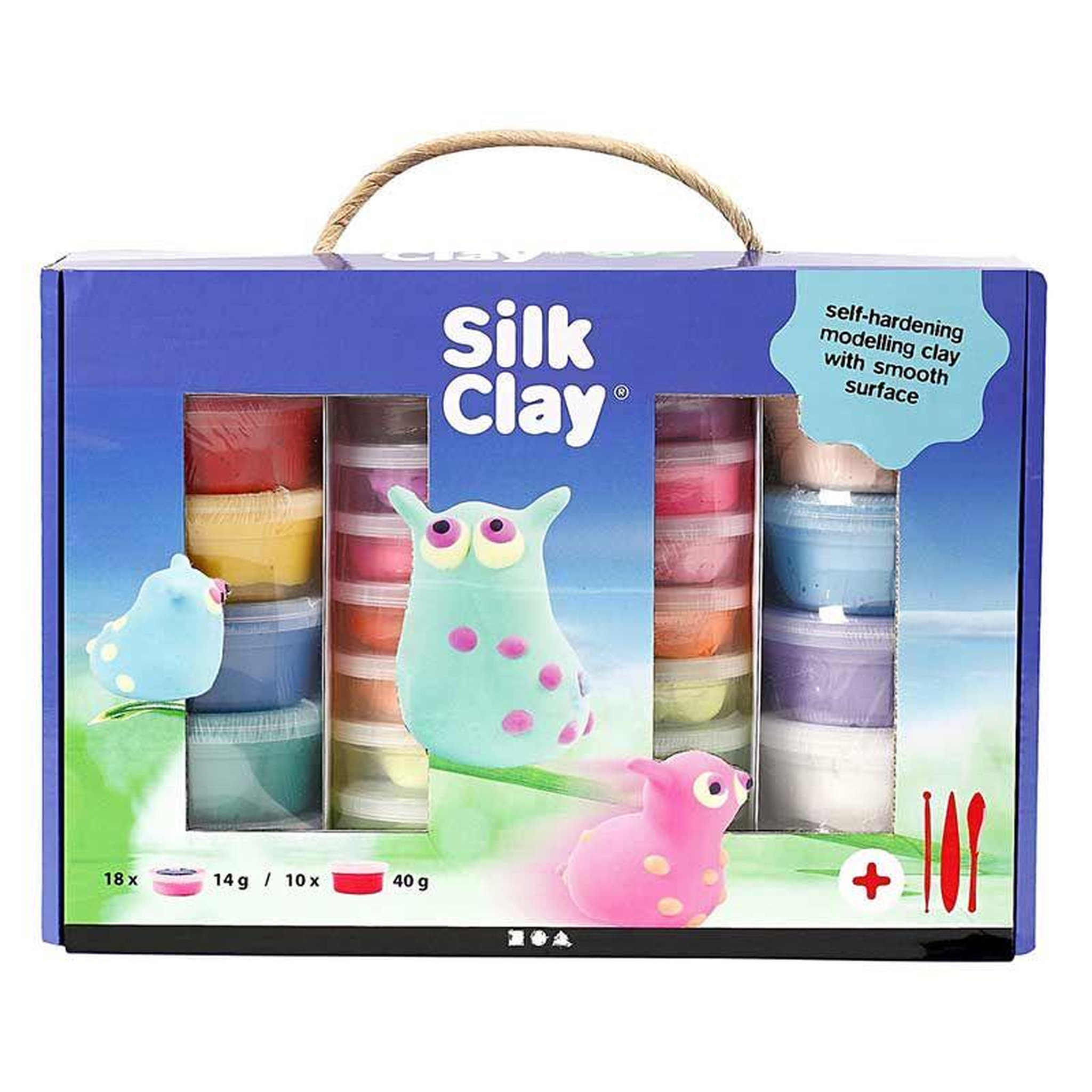 Voir la diapositive 2 : CREATIV COMPANY Coffret de modelage silk clay - couleurs assorties - 31 pcs