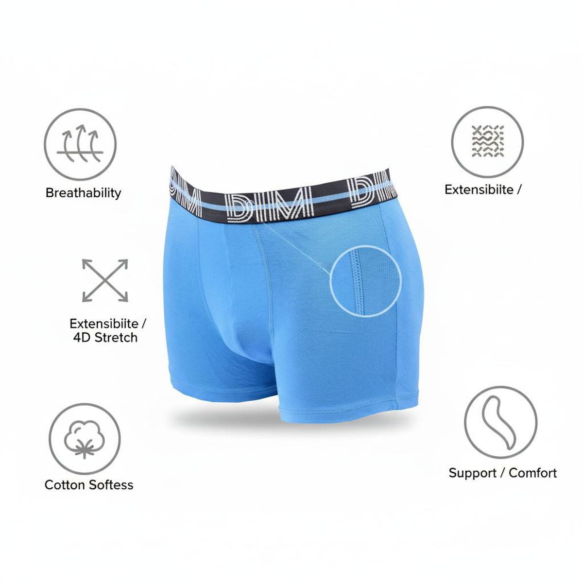 DIM Lot de 3 boxers DIM en coton stretch