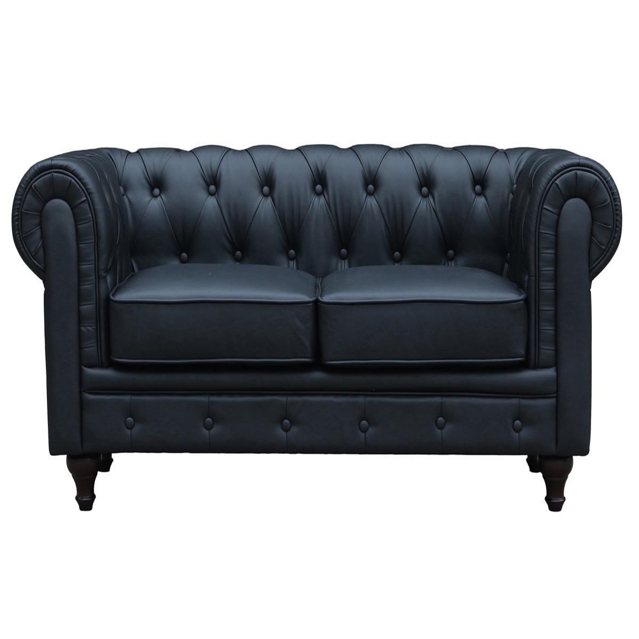 Voir la diapositive 2 : Habitat et Jardin Canapé fixe chesterfield  aliza  - 157 x 82 x 70 cm - 2 places - noir