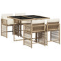 Voir la diapositive 2 : VIDAXL Ensemble a manger de jardin avec coussins 5pcs Beige poly rotin