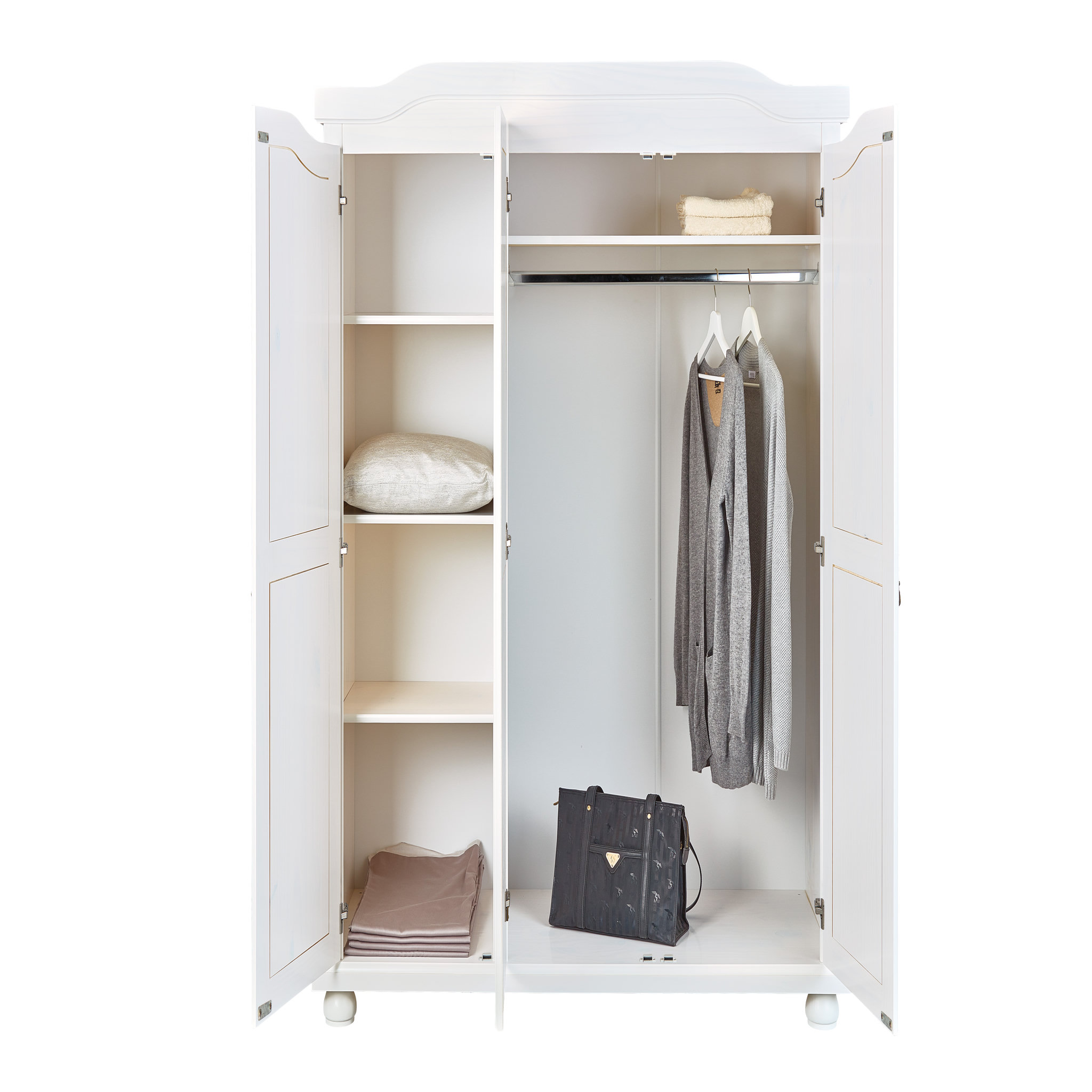 Voir la diapositive 4 : Armoire de chambre en bois massif 3 portes BASTIAN