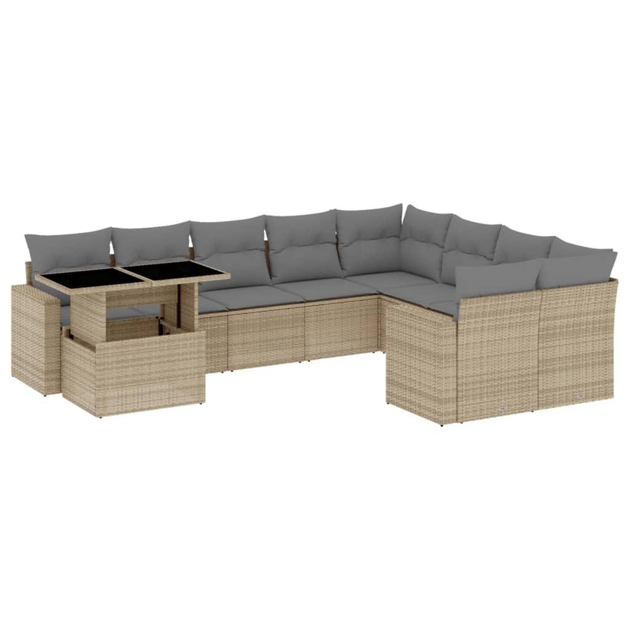 Voir la diapositive 2 : VIDAXL Salon de jardin avec coussins 10 pcs beige resine tressee