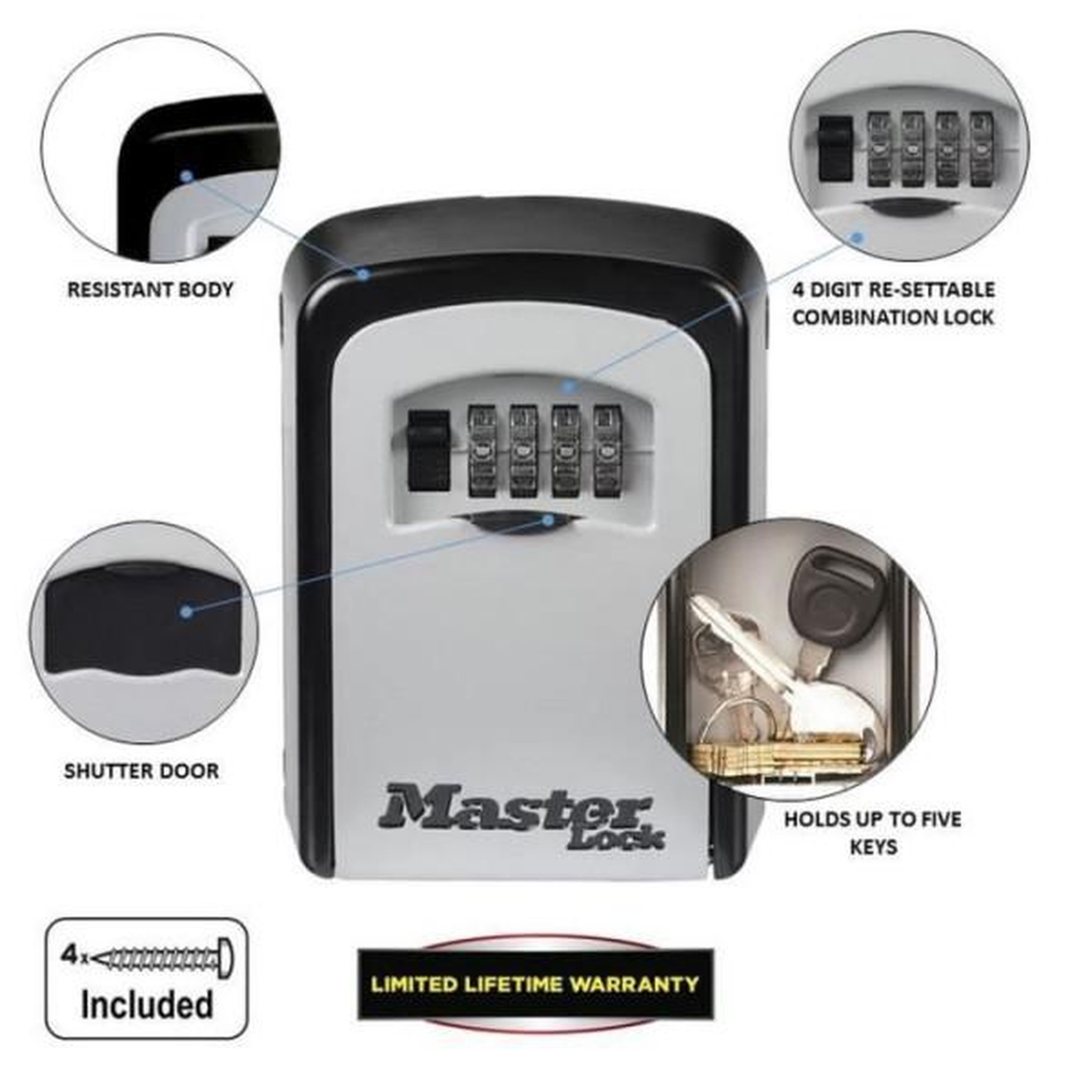 Voir la diapositive 3 : Master lock Master lock boite a clés sécurisée [medium] [fixation murale] - 5401eurd - select access partagez vos clés en toute sécurit