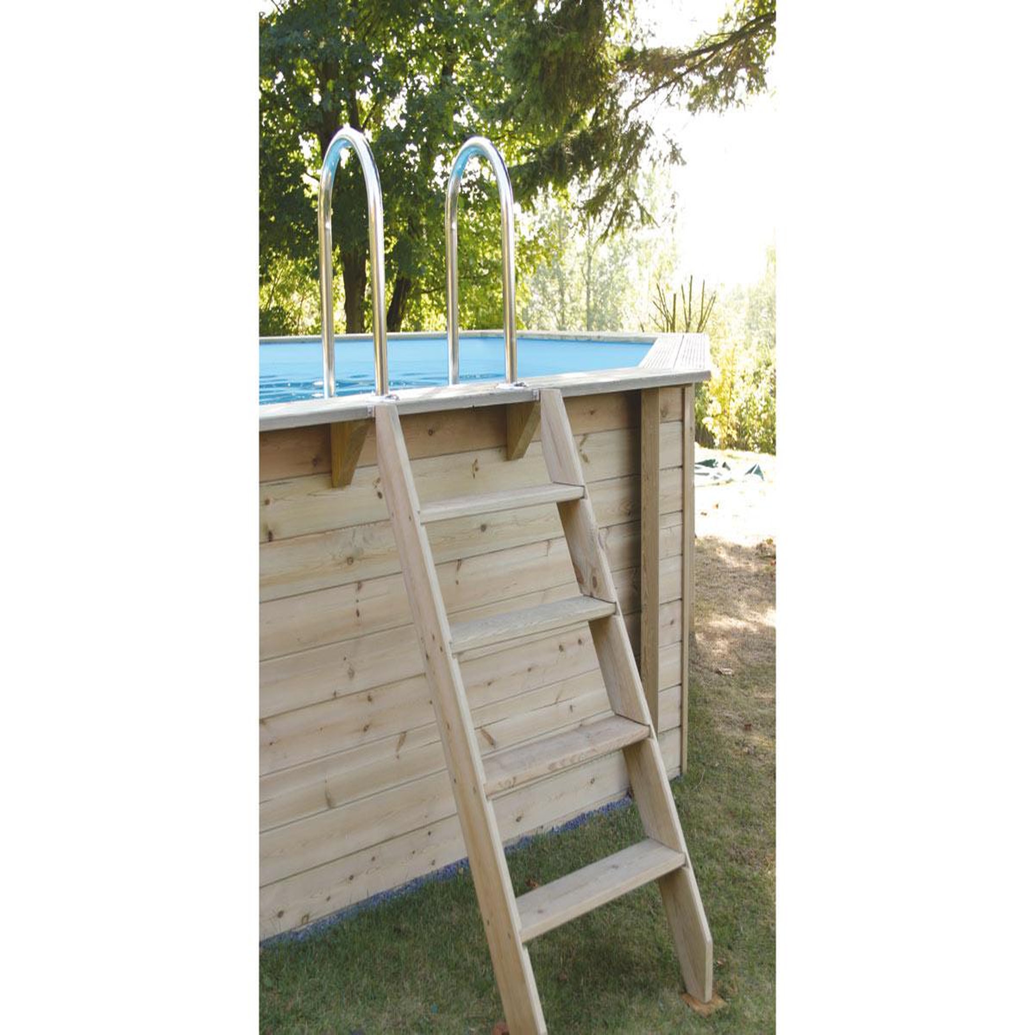 Voir la diapositive 2 : Ubbink Piscine bois Océa 5,10 x 1,20 m - Liner gris - Ubbink