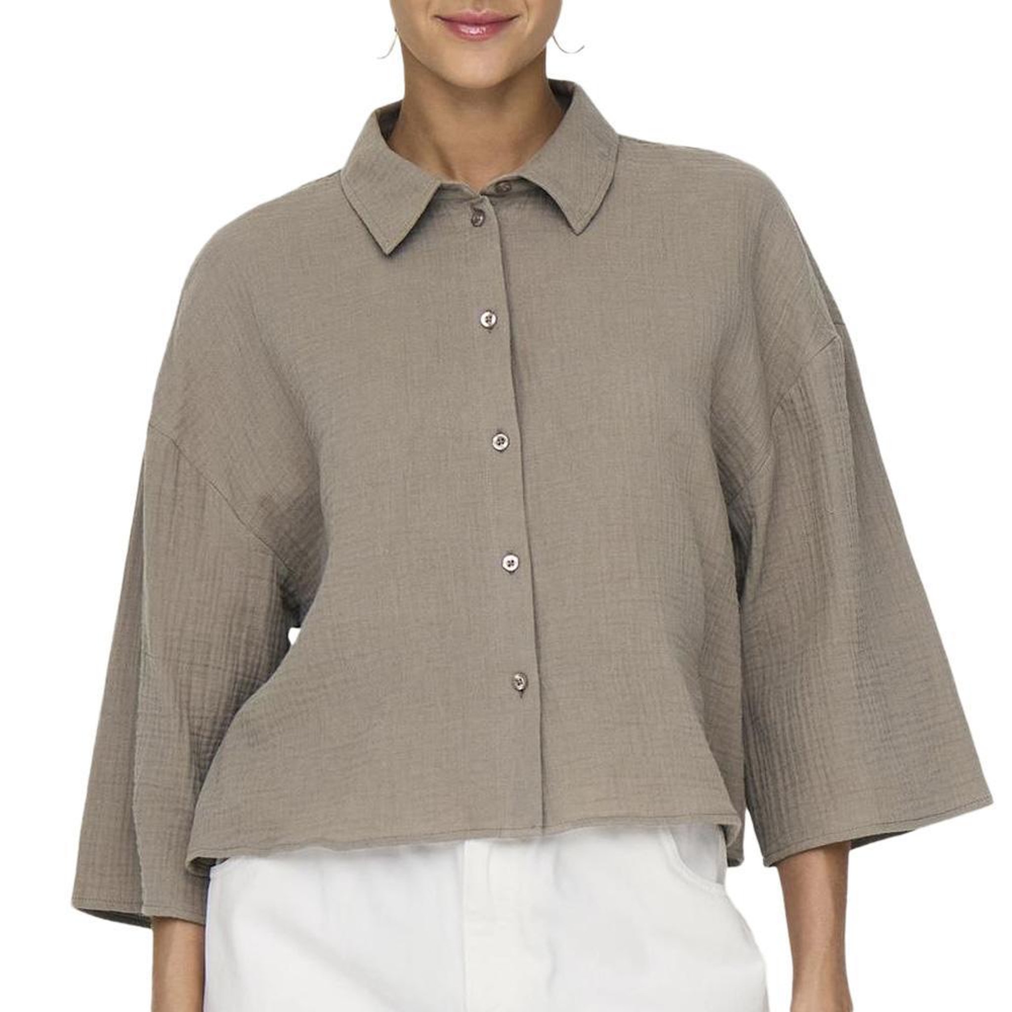 JACQUELINE DE YONG Chemise Taupe Femme JDY Theis Life 3/4. Coloris disponibles : Beige