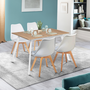 Voir la diapositive 4 : ID MARKET Table scandinave extensible rectangle INGA 4-8 personnes plateau bois pieds blancs 120-160 cm