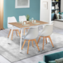 Voir la diapositive 4 : ID MARKET Table scandinave extensible rectangle INGA 4-8 personnes plateau bois pieds blancs 120-160 cm