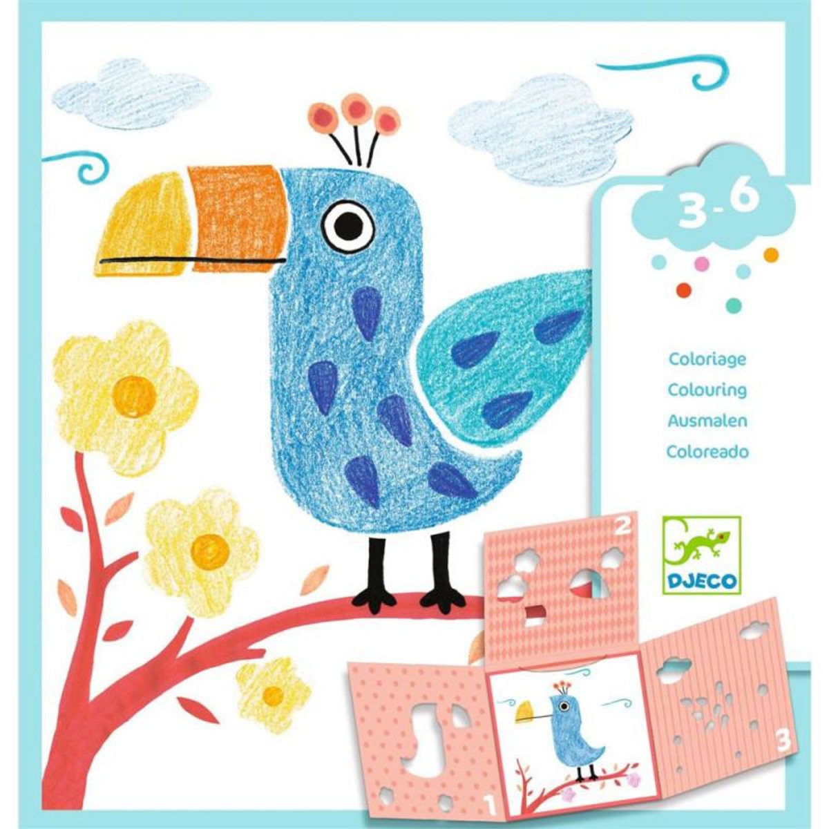 Djeco Dessin et coloriage enfant Djeco 3 pochoirs pour une image