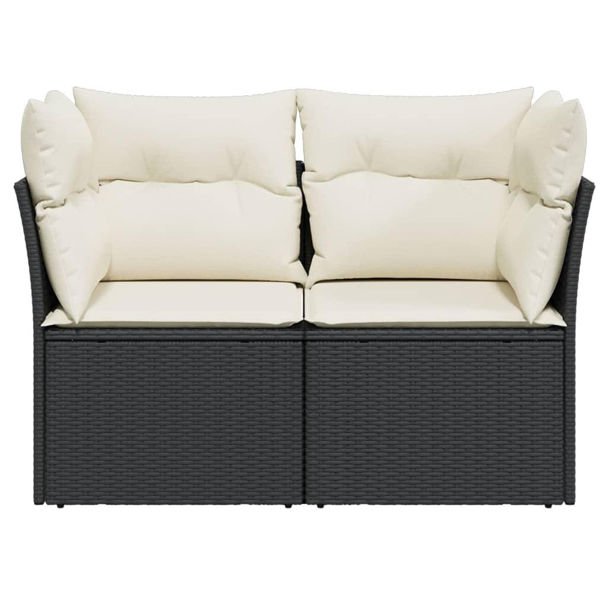 Voir la diapositive 4 : VIDAXL Canape de jardin avec coussins 2 places noir resine tressee