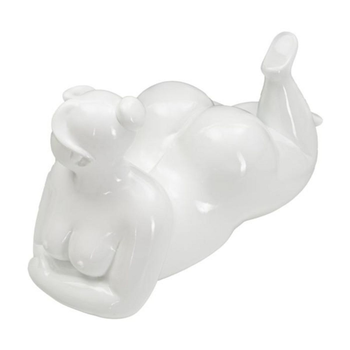 Paris Prix Statuette Femme Couchée en Résine  Yoga  32cm Blanc