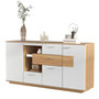 Voir la diapositive 1 : MERAX Buffet 2 porte(s) 4 tiroir(s) - 160 cm naturel+blanc led mdf