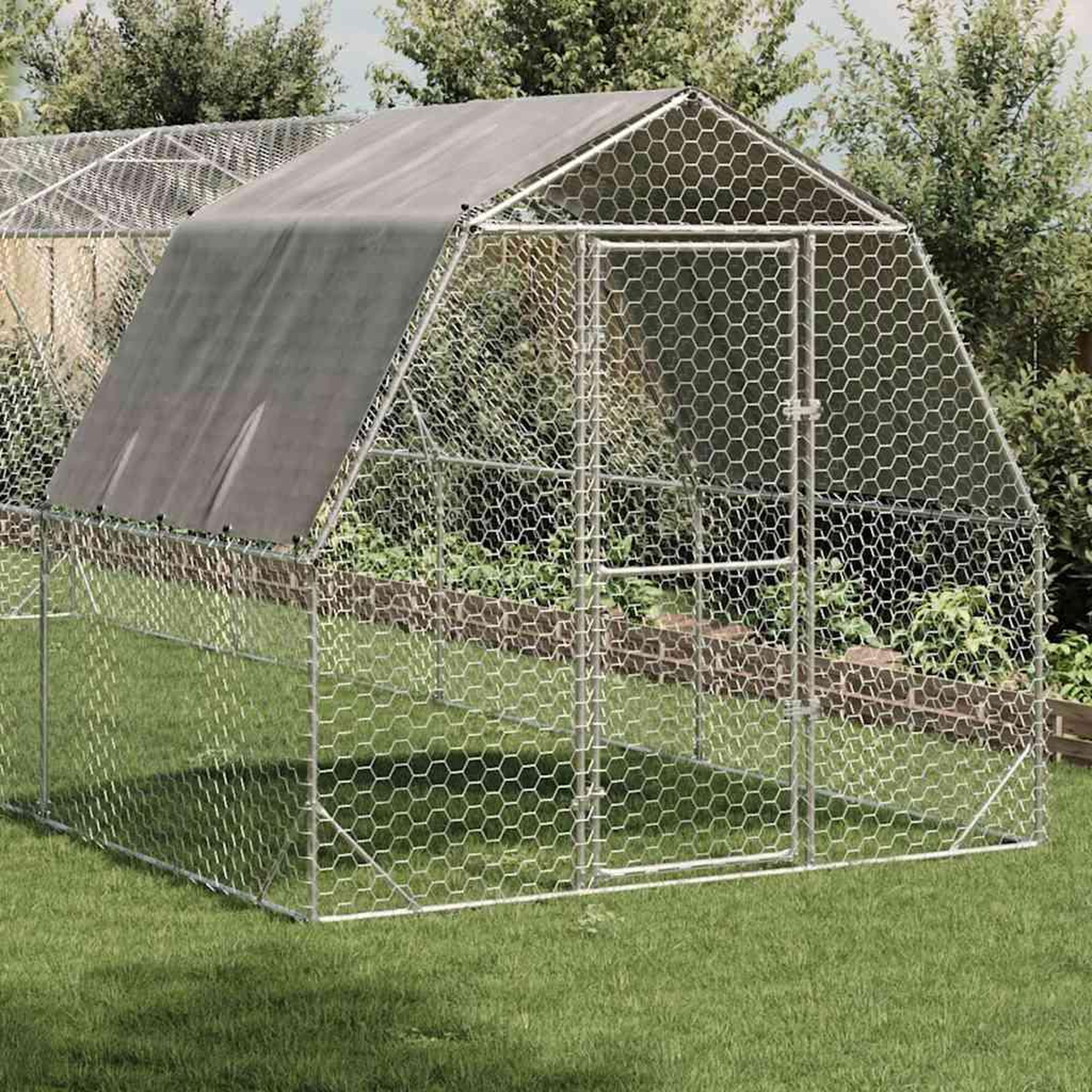Voir la diapositive 2 : VIDAXL Poulailler avec toit 2,5x8x2,25 m acier galvanise