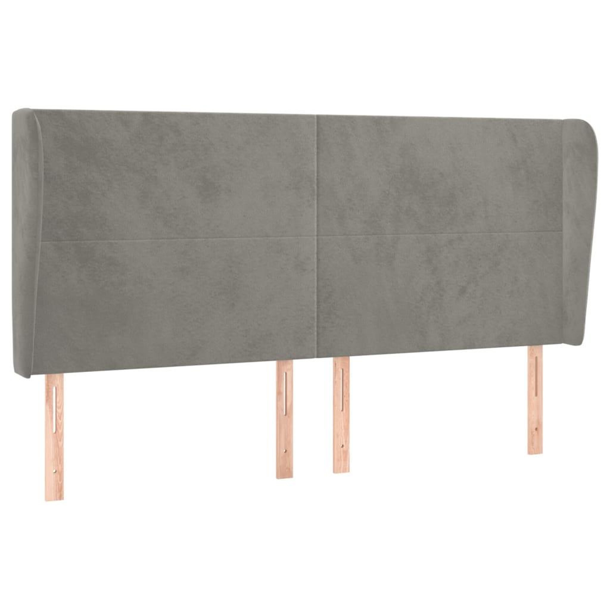 Voir la diapositive 2 : VIDAXL Tete de lit avec oreilles Gris clair 163x23x118/128 cm Velours