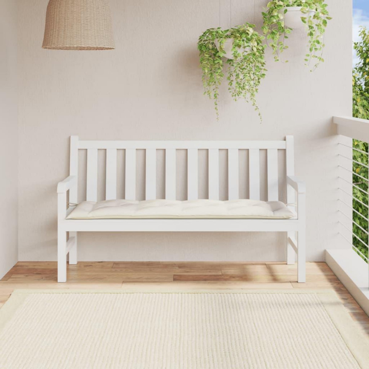 VIDAXL Coussin de banc de jardin creme melange 150x50x7 cm tissu