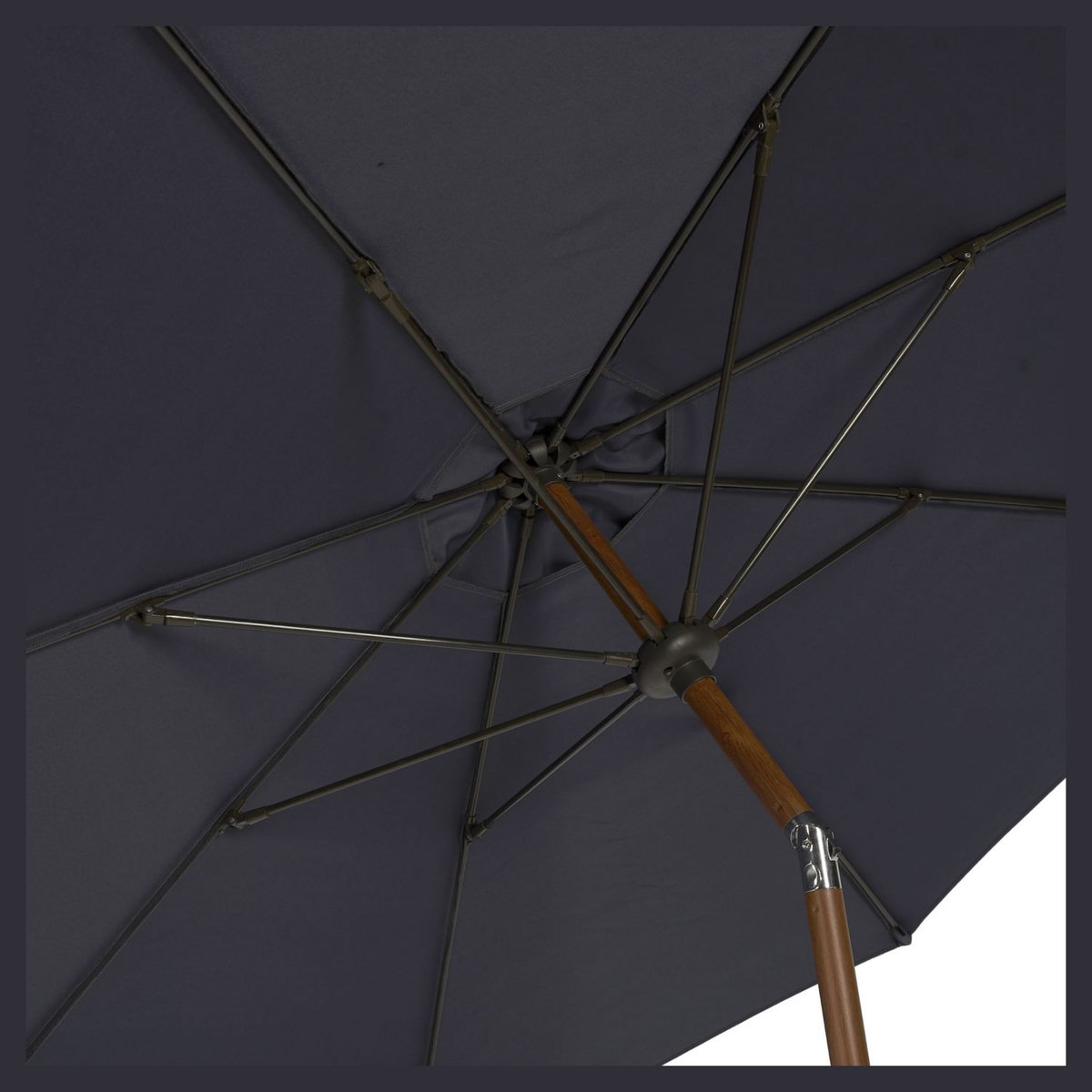 GARDENSTAR Parasol déporté avec manivelle - Effet bois - D2,7m - Bleu