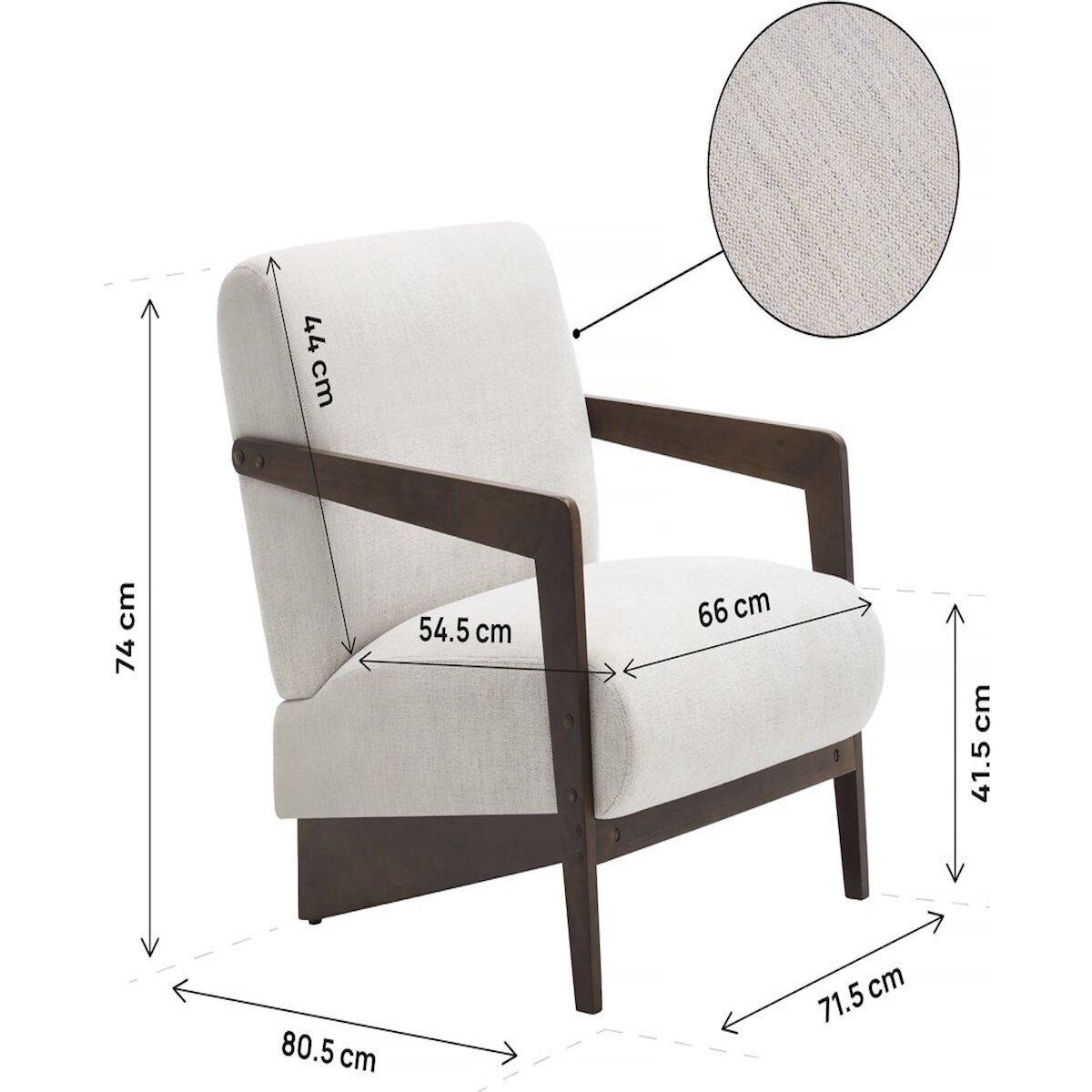 Habitat et Jardin Fauteuil intérieur scandinave en bois et tissu  Lena  - Beige