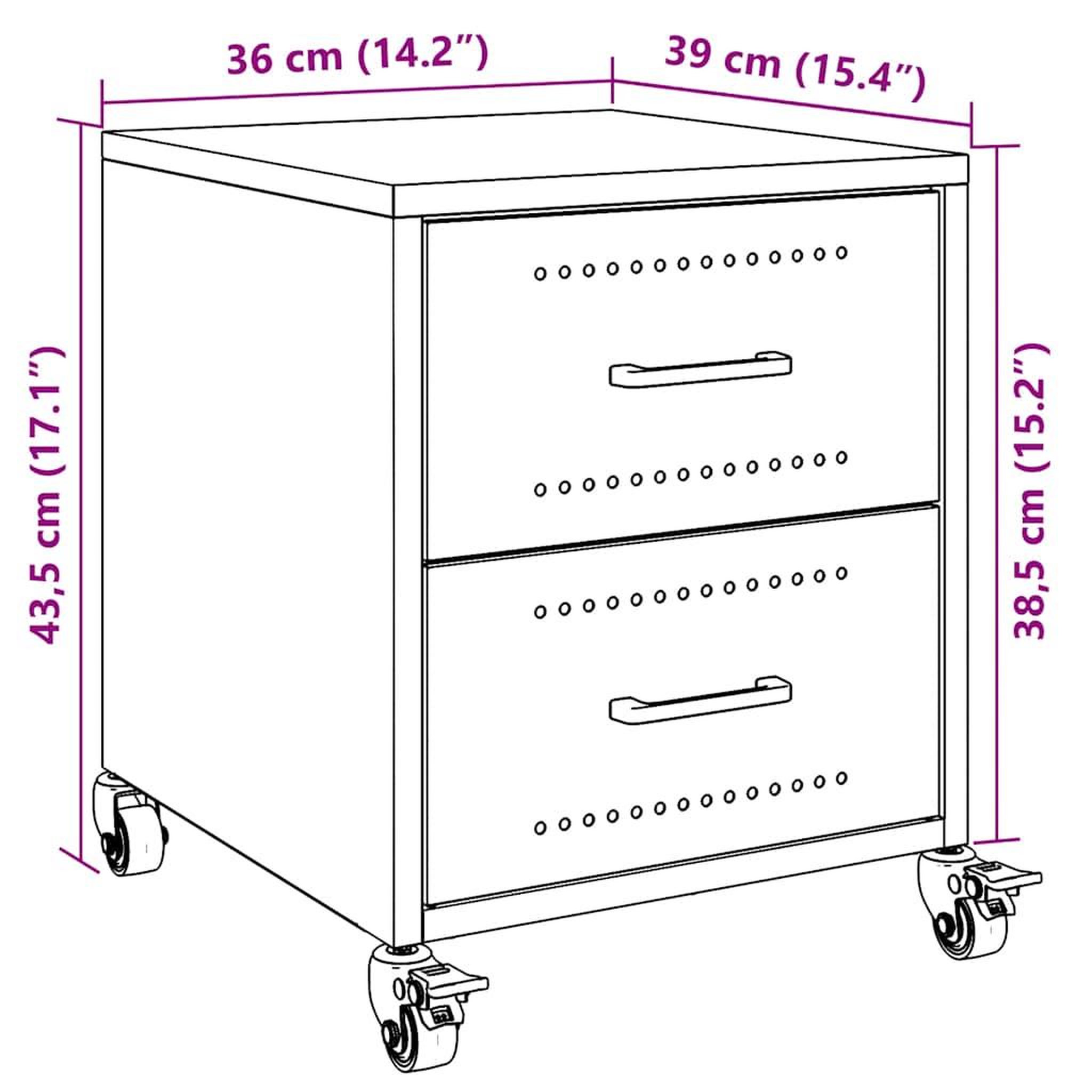 Voir la diapositive 6 : VIDAXL Table de chevet anthracite 36x39x43,5 cm acier