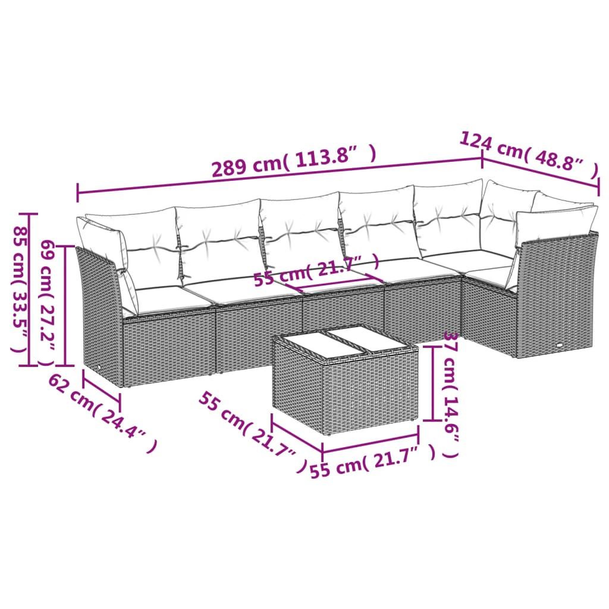 Voir la diapositive 4 : VIDAXL Salon de jardin avec coussins 7 pcs gris resine tressee