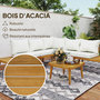 Voir la diapositive 6 : OUTSUNNY Salon de jardin d'angle 5 places en bois d'acacia avec table basse et tablettes latérales coussins crème