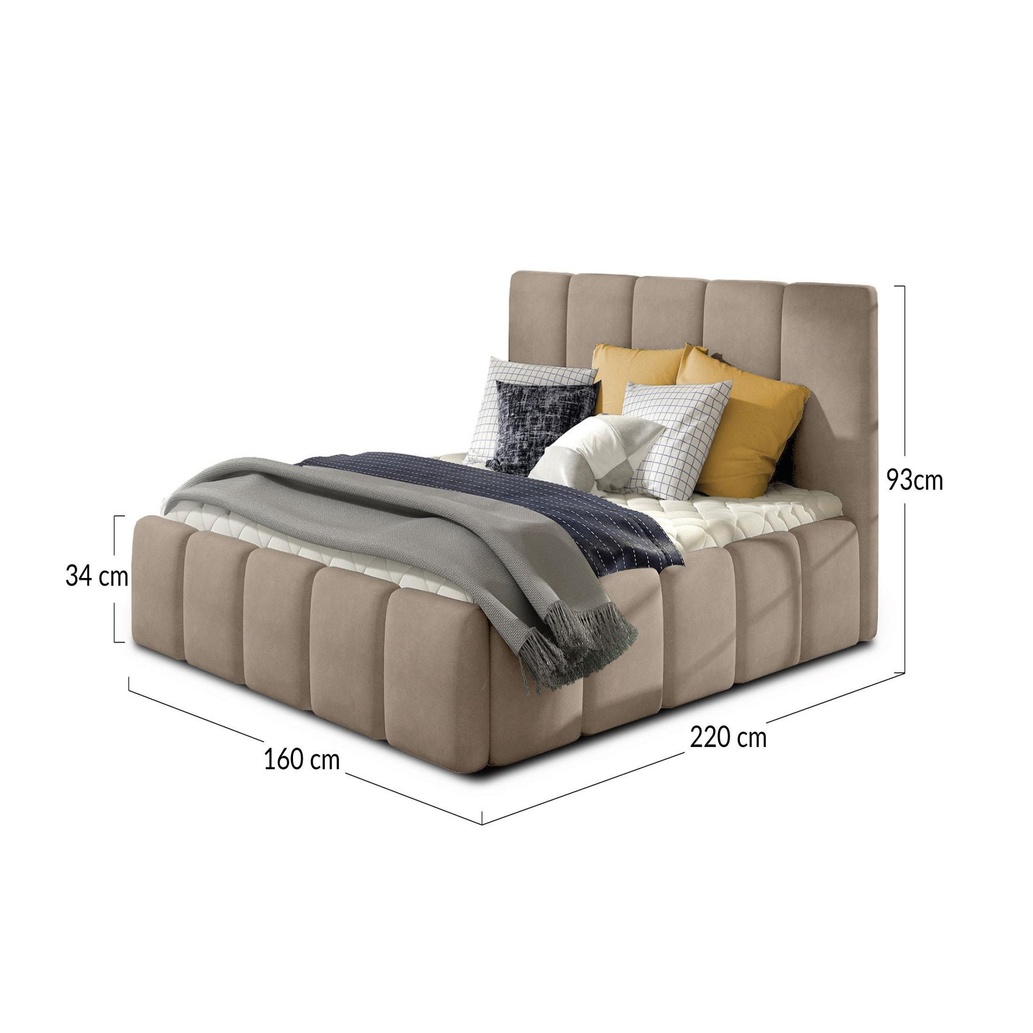 Voir la diapositive 4 : BEST MOBILIER Lucea - lit coffre - 140x200 - sommier inclus - en velours