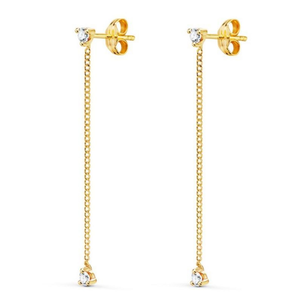 L'ATELIER D'AZUR Boucles d'Oreilles Or 18 Carats 750/000 Jaune et Zirconiums - Pendantes