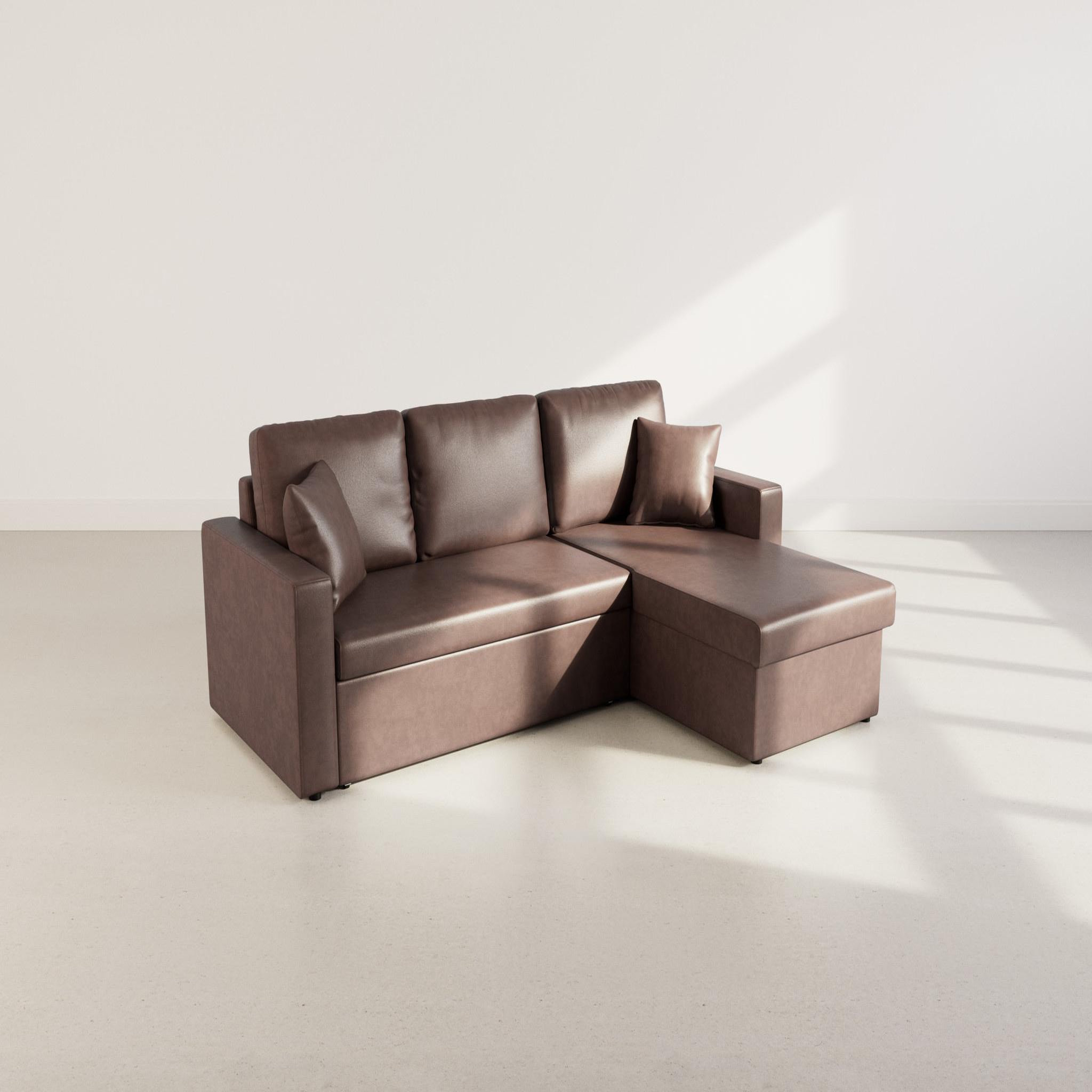 Voir la diapositive 6 : BEST MOBILIER Cyrus - canapé d'angle réversible 4 places - convertible avec coffre - en simili