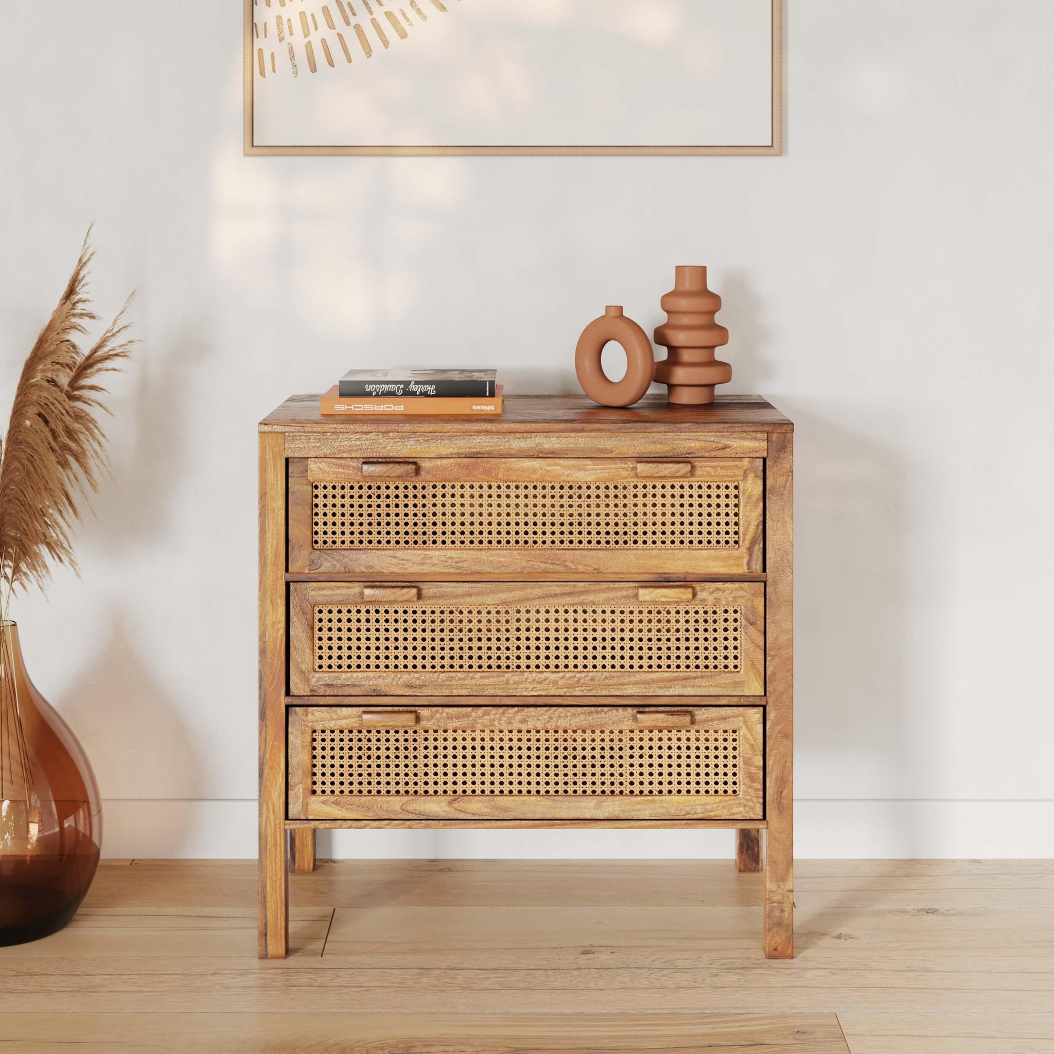 Voir la diapositive 6 : MAISON PAVANE Ensemble commode et armoire en bois de manguier-tiki